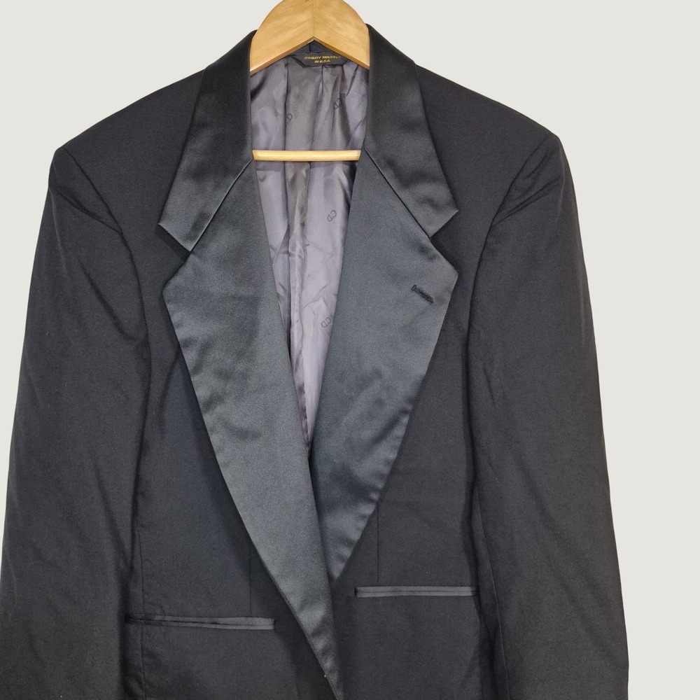 Christian Dior Tuxedo Jacket Men 40S Black Loro Piana Wool Peak Lapel Formal USA